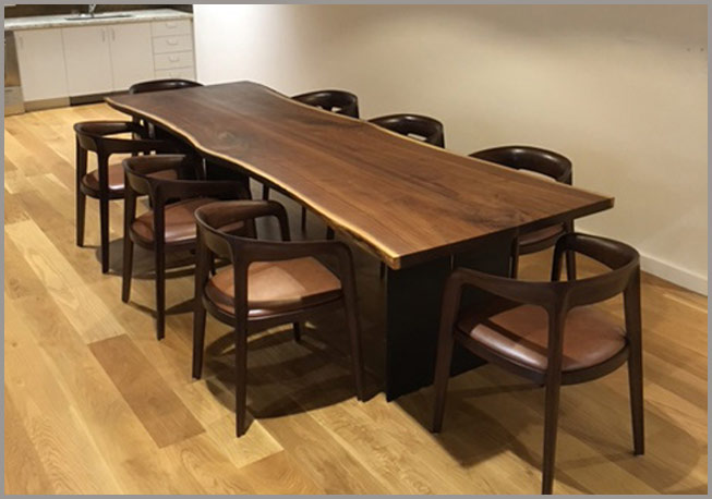 Custom made live edge conference table for Santa Rosa California winery from Custom Table Craft in East Dundee, IL
