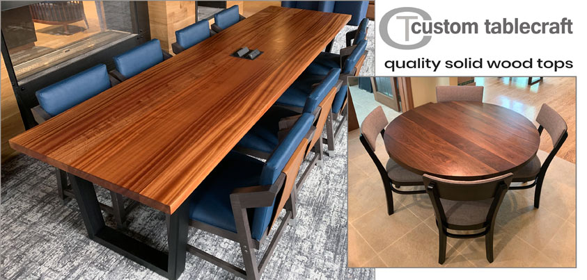 solid wood wide plank restaurant and conference tables in rectangle and round in any dimension