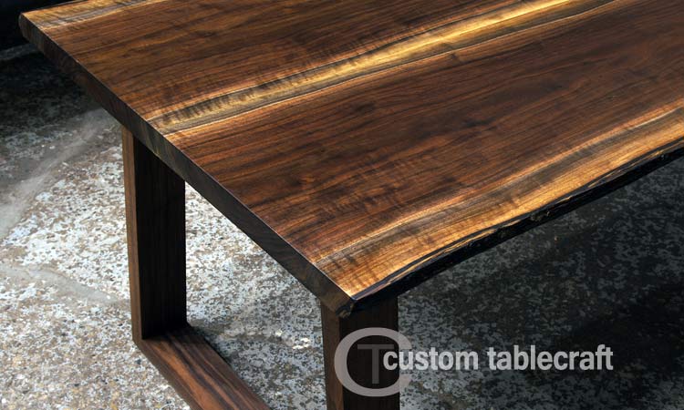 Custom made live edge tables handcrafted from rescued walnut and other hardwoods for restaurant, hospitality, office, residential, education and commercial installations